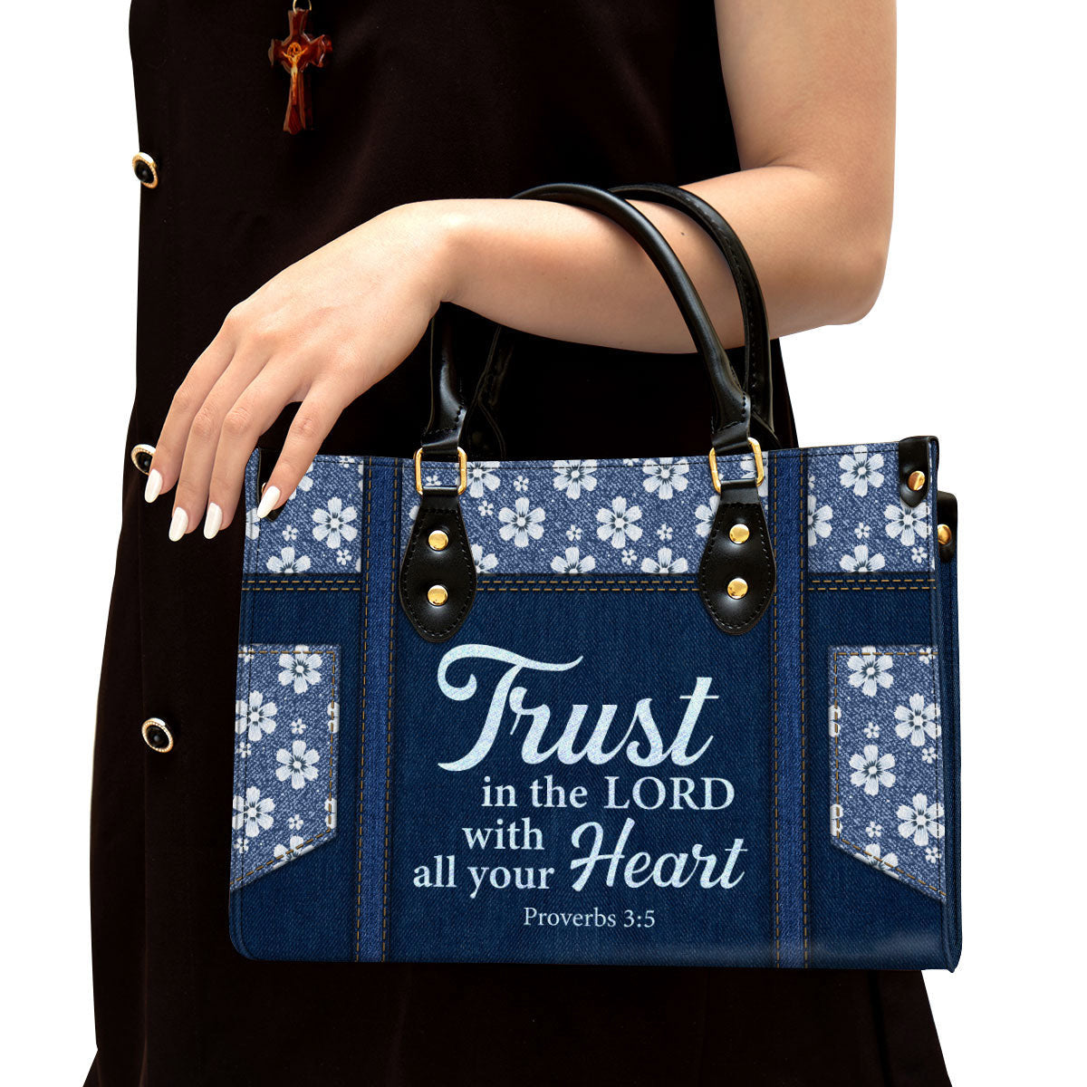 Trust In The Lord With All Your Heart Leather Bag With Handle, Religious Gifts For Women
