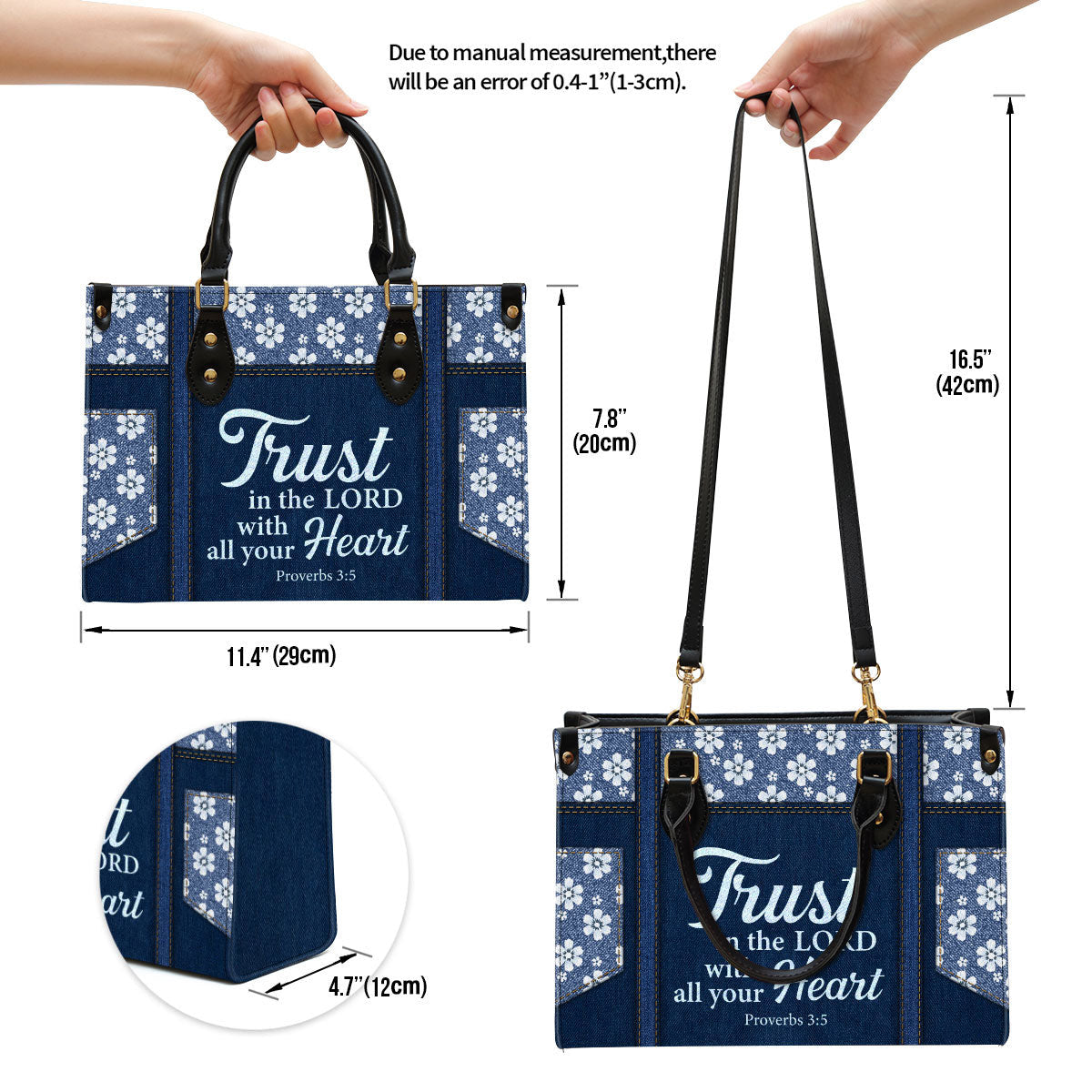 Trust In The Lord With All Your Heart Leather Bag With Handle, Religious Gifts For Women