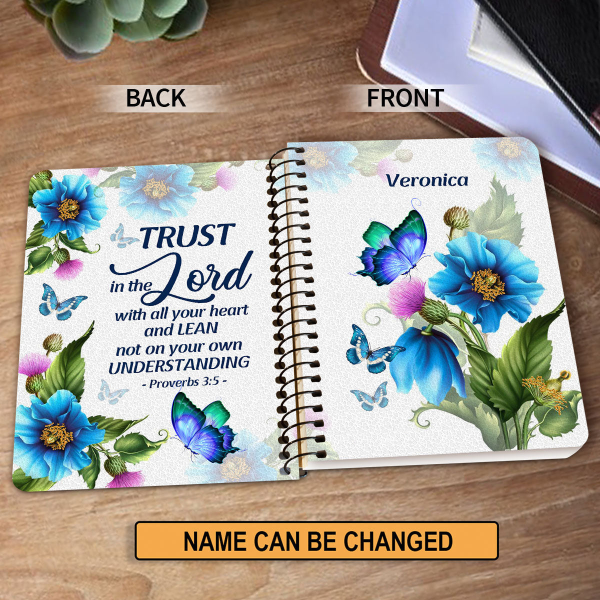 Trust In The Lord With All Your Heart Proverbs 35 Gift For Religious Woman Personalized Spiral Journal
