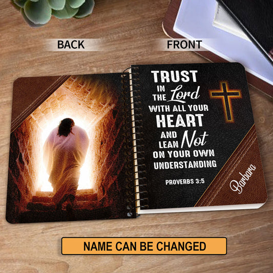 Trust In The Lord With All Your Heart, Unique Personalized Spiral Journal, Christian Art Gifts Journal