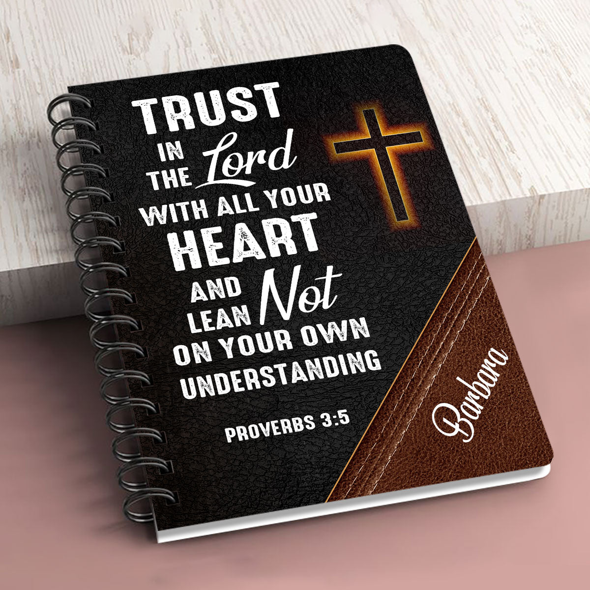 Trust In The Lord With All Your Heart, Unique Personalized Spiral Journal, Christian Art Gifts Journal