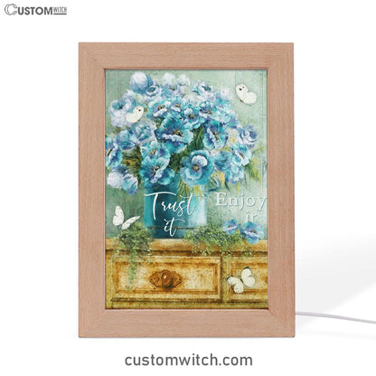 Trust It Enjoy It God Frame Lamp Prints - Christian Decor - Bible Verse Wooden Lamp
