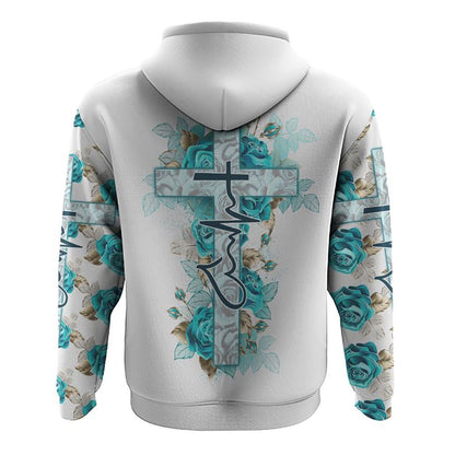 Turquoise Rose Faith All Over Print 3D Hoodie, Christian Hoodie, Christian Sweatshirt, Bible Verse Shirt