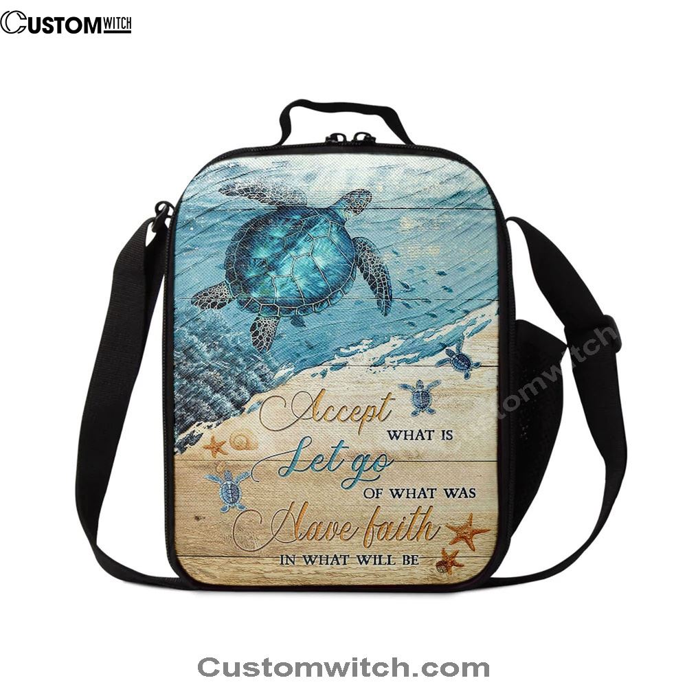 Turtle Accept Let Go Have Faith Lunch Bag For Men And Women, Spiritual Christian Lunch Box For School, Work