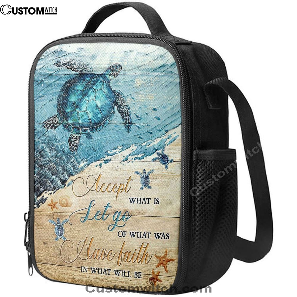 Turtle Accept Let Go Have Faith Lunch Bag For Men And Women, Spiritual Christian Lunch Box For School, Work