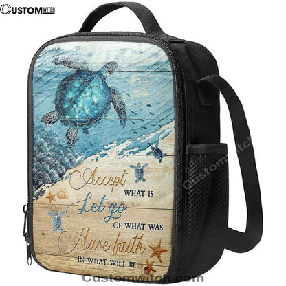 Turtle Accept Let Go Have Faith Lunch Bag For Men And Women, Spiritual Christian Lunch Box For School, Work