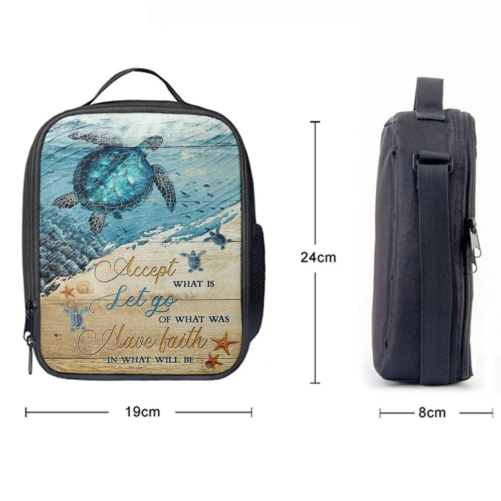 Turtle Accept Let Go Have Faith Lunch Bag For Men And Women, Spiritual Christian Lunch Box For School, Work