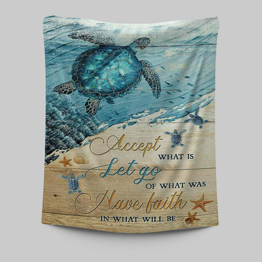 Turtle Accept Let Go Have Faith Tapestry Art - Christian Art - Bible Verse Wall Art - Religious Home Decor