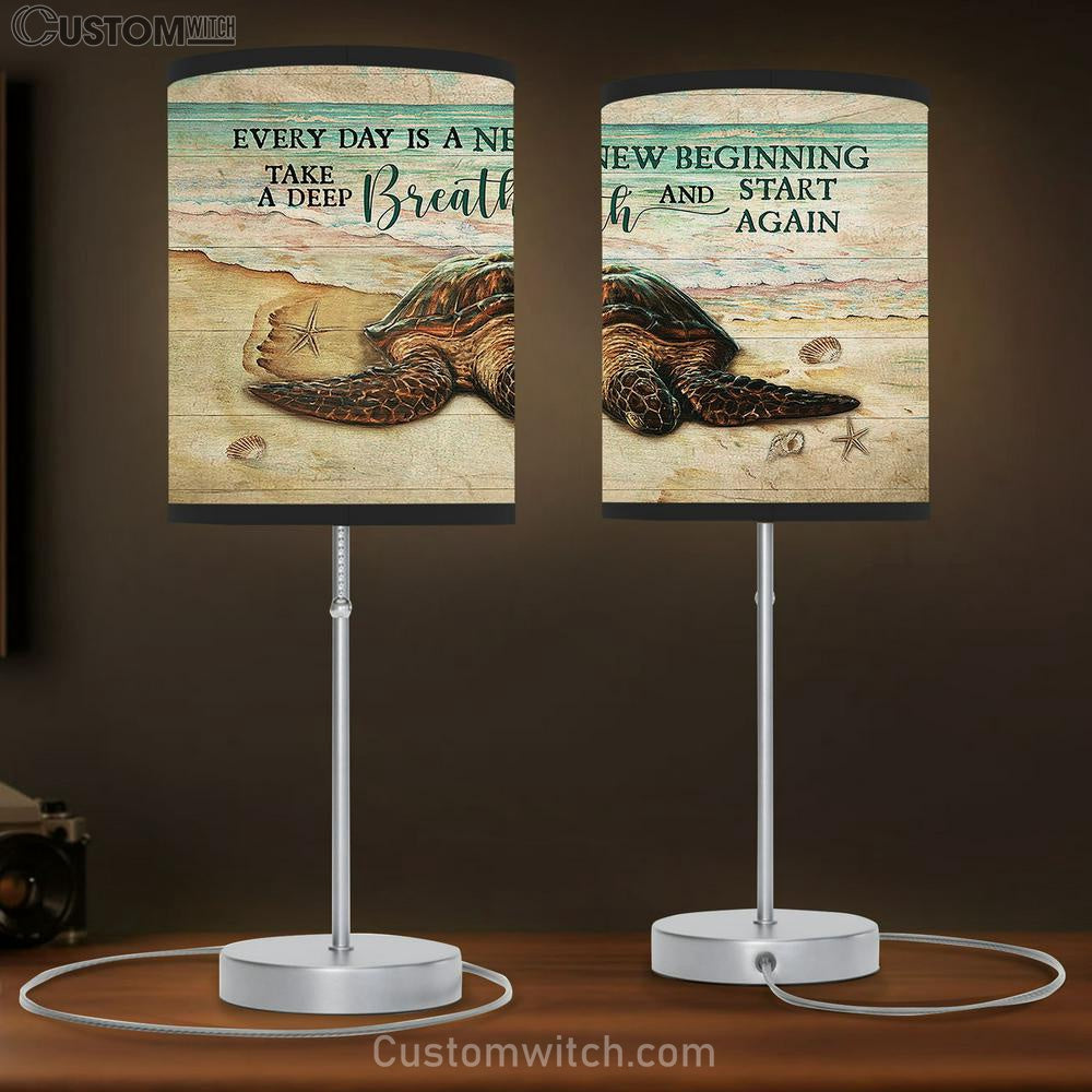 Turtle Beach Every Day Is A New Beginning Table Lamb Art - Bible Verse Lamb Gift - Christian Bedroom Decor