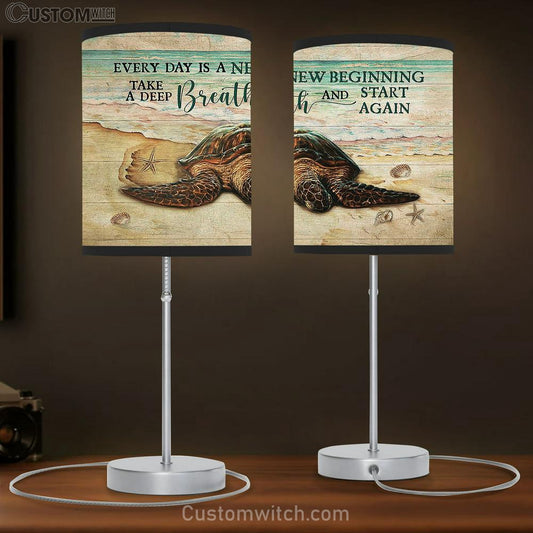 Turtle Beach Every Day Is A New Beginning Table Lamb Art - Bible Verse Lamb Gift - Christian Bedroom Decor