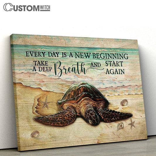 Turtle Beach Every Day Is A New Beginning Canvas Art - Bible Verse Wall Art - Wall Decor Christian