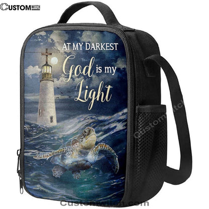 Turtle Blue Ocean Lighthouse God Is My Light Lunch Bag For Men And Women, Spiritual Christian Lunch Box For School, Work