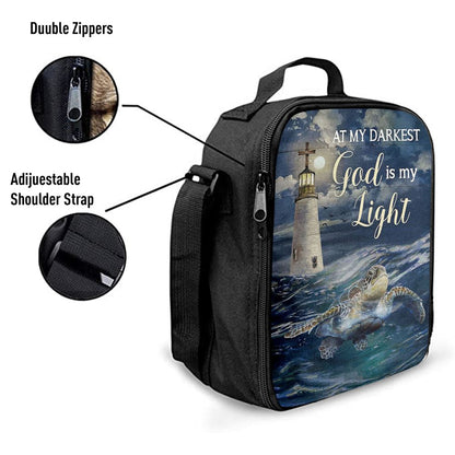 Turtle Blue Ocean Lighthouse God Is My Light Lunch Bag For Men And Women, Spiritual Christian Lunch Box For School, Work