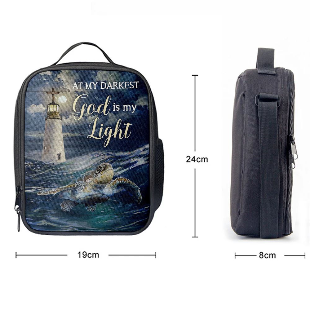 Turtle Blue Ocean Lighthouse God Is My Light Lunch Bag For Men And Women, Spiritual Christian Lunch Box For School, Work