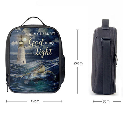 Turtle Blue Ocean Lighthouse God Is My Light Lunch Bag For Men And Women, Spiritual Christian Lunch Box For School, Work