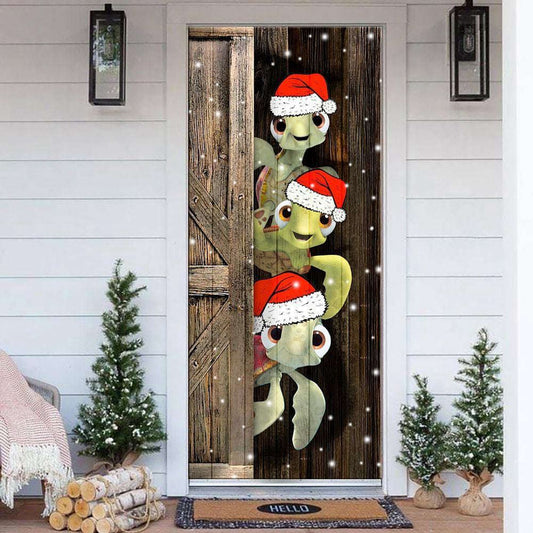 Turtle Christmas Door Cover Christmas Front Door Cover Xmas Door Decoration, Christmas Door Knob Covers, Christmas Outdoor Decoration