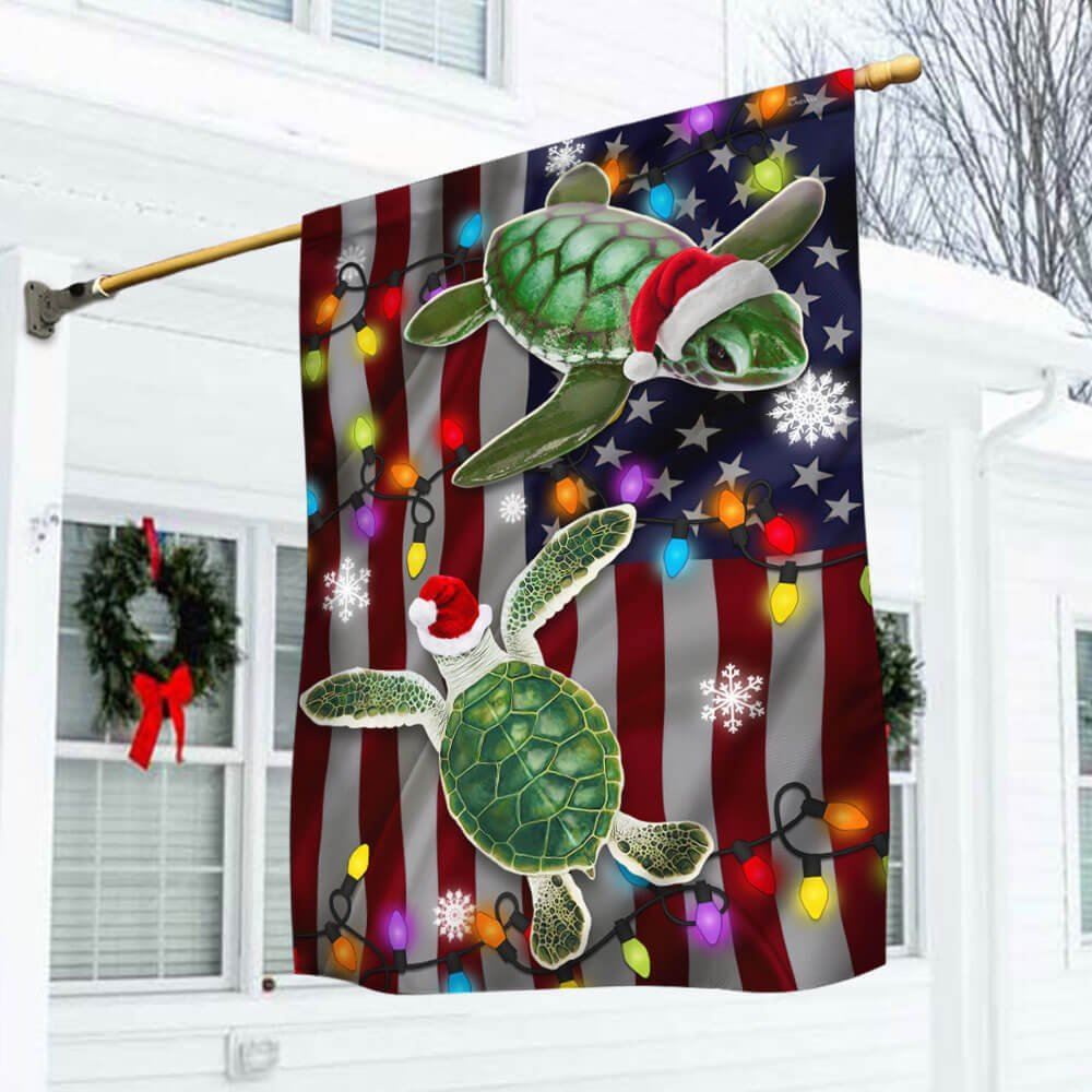 Turtle Christmas Flag Merry Christmas Flag, Christmas Garden Flag, Home Decor Accessories, Christmas Outdoor Decor Ideas