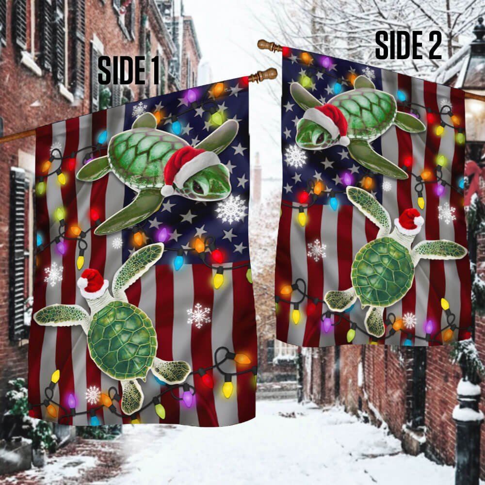 Turtle Christmas Flag Merry Christmas Flag, Christmas Garden Flag, Home Decor Accessories, Christmas Outdoor Decor Ideas