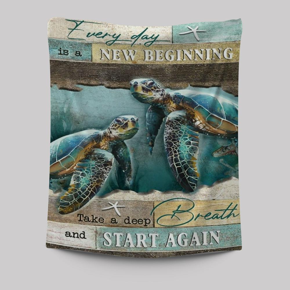 Turtle Deep Ocean Every Day Is A New Beginning Tapestry