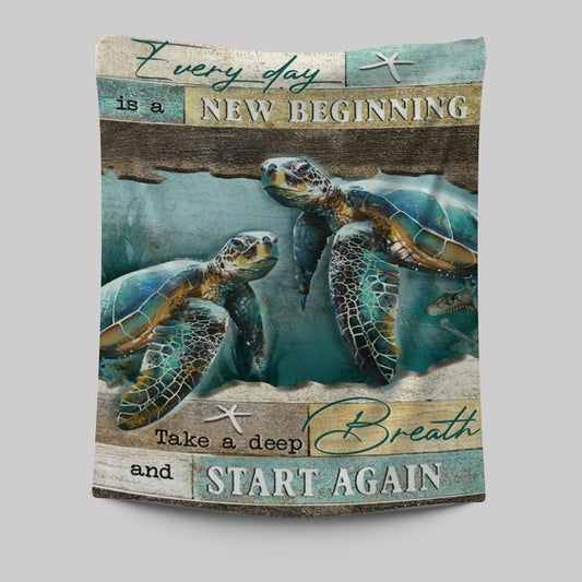 Turtle Deep Ocean Every Day Is A New Beginning Tapestry