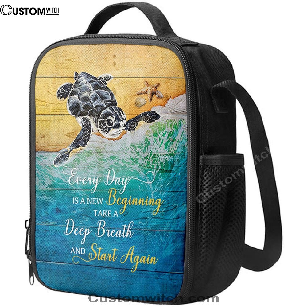 Turtle Every Day Is A New Beginning Lunch Bag For Men And Women, Spiritual Christian Lunch Box For School, Work