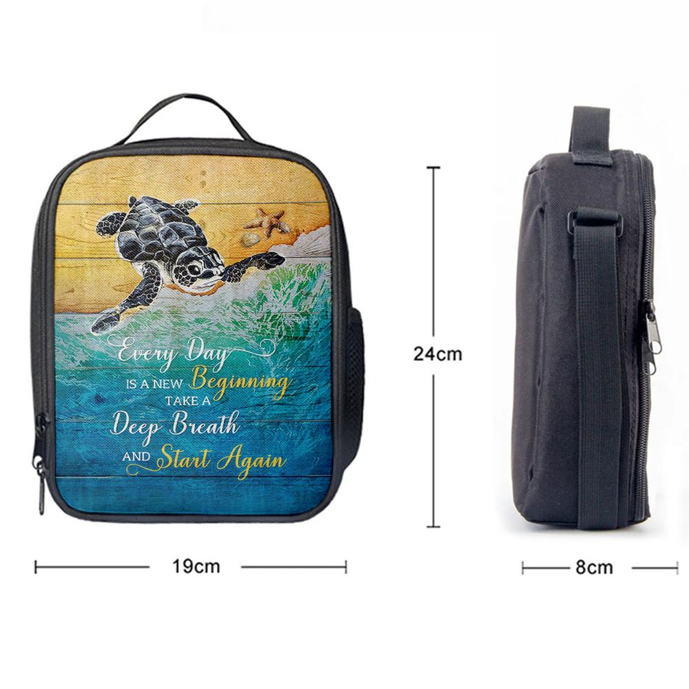 Turtle Every Day Is A New Beginning Lunch Bag For Men And Women, Spiritual Christian Lunch Box For School, Work