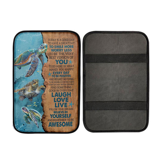 Turtle Today Is A Good Day To Have A Great Day Car Center Console Cover, Christian Car Interior Accessories
