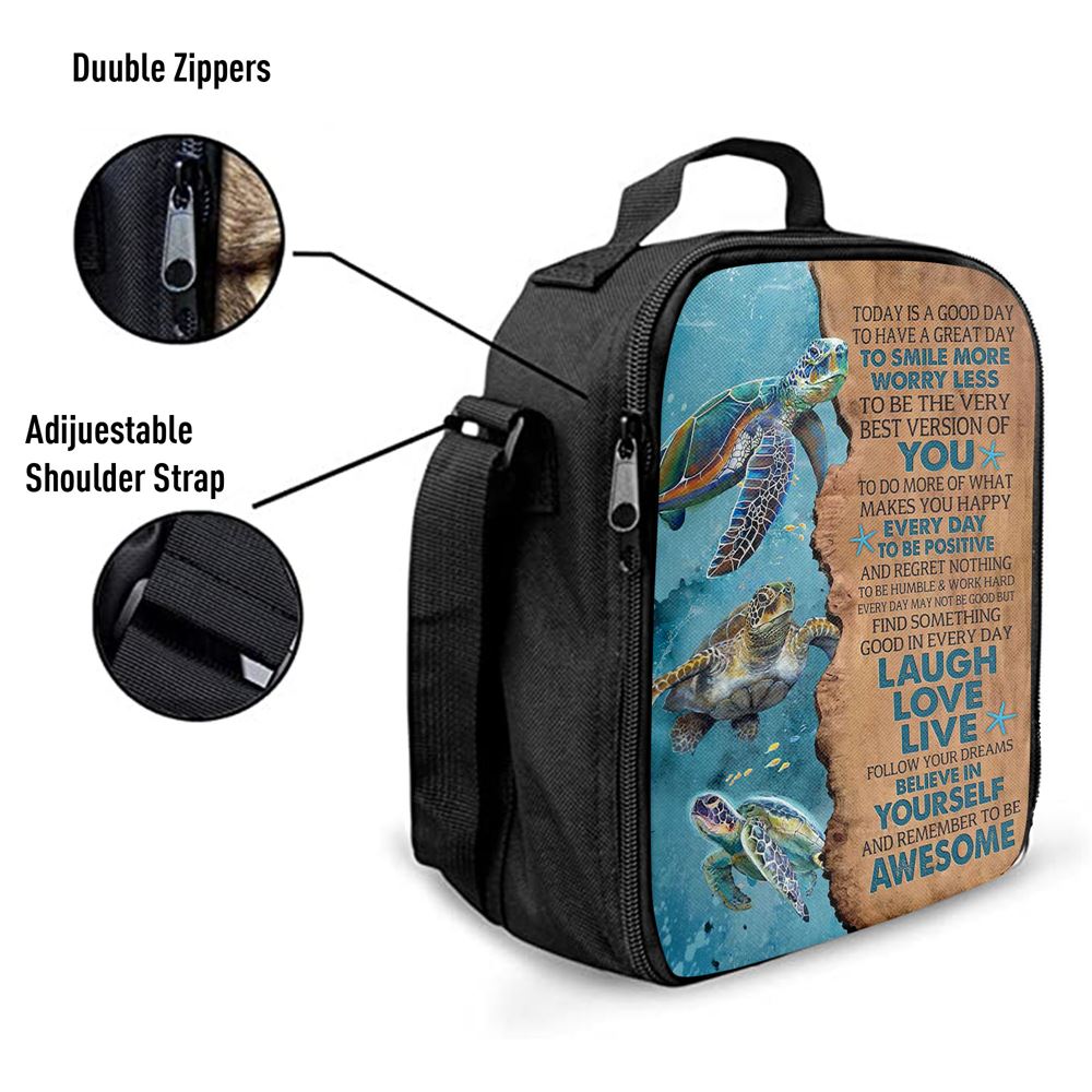 Turtle Today Is A Good Day To Have A Great Day Lunch Bag For Men And Women, Spiritual Christian Lunch Box For School, Work