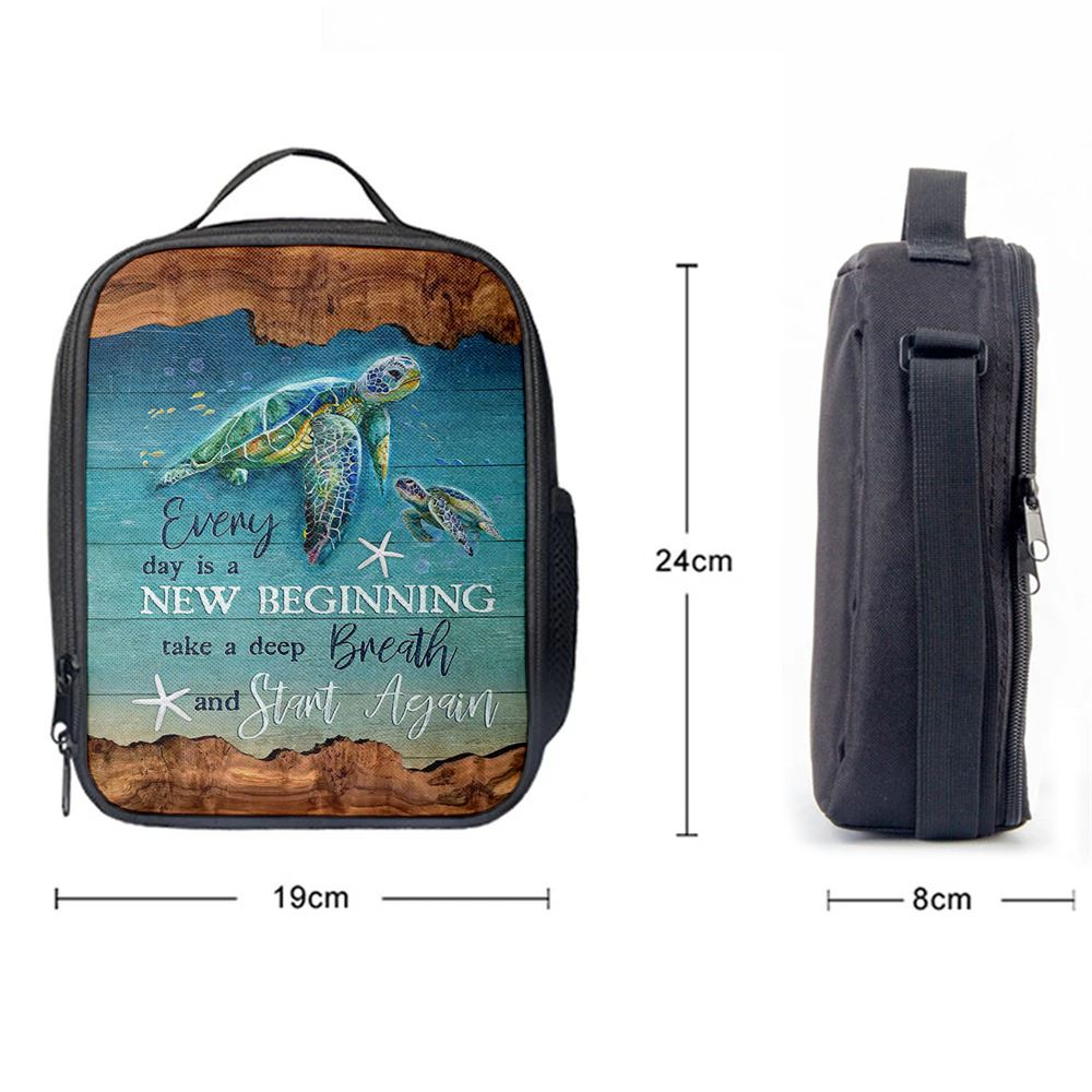 Turtle Under The Ocean Everyday Is A New Beginning Lunch Bag For Men And Women, Spiritual Christian Lunch Box For School, Work