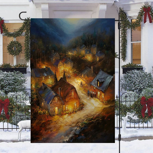 Twilight Descends On The Mountain Hamlet Flag, Christmas Garden Flag, Home Decor Accessories, Christmas Outdoor Decor Ideas