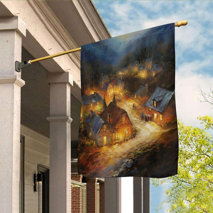 Twilight Descends On The Mountain Hamlet Flag, Christmas Garden Flag, Home Decor Accessories, Christmas Outdoor Decor Ideas