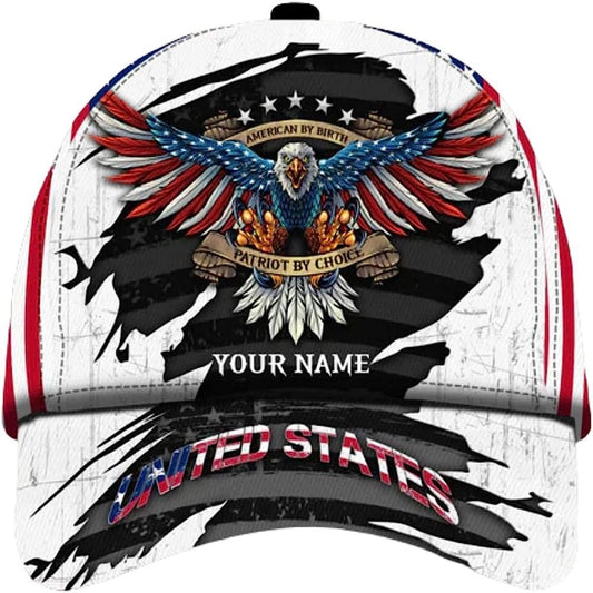 U.S Patriotic Eagle Custom Name Baseball Cap, Christian Baseball Cap, Religious Cap, Jesus Gift, Jesus Hat