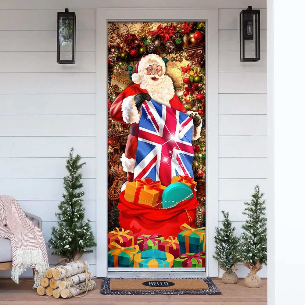 UK Christmas Santa Laughing Door Cover, Christmas Door Knob Covers, Christmas Outdoor Decoration