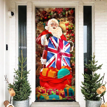 UK Christmas Santa Laughing Door Cover, Christmas Door Knob Covers, Christmas Outdoor Decoration