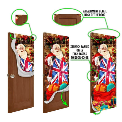 UK Christmas Santa Laughing Door Cover, Christmas Door Knob Covers, Christmas Outdoor Decoration