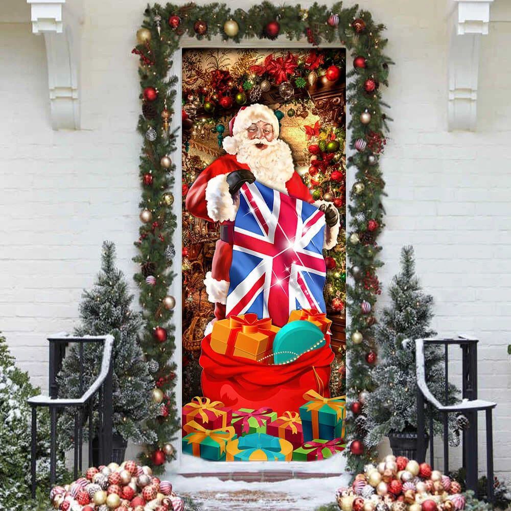 UK Christmas Santa Laughing Door Cover, Christmas Door Knob Covers, Christmas Outdoor Decoration