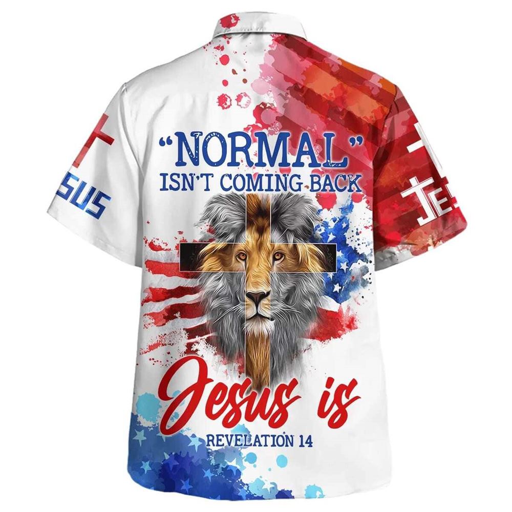 US Flag Lion Normal Isn't Coming Back Hawaiian Shirt For Men, Christian Hawaiian Shirt, Gift For Christian