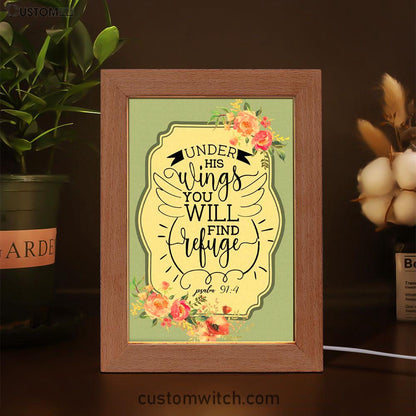 Under His Wings You Will Find Refuge Psalm 914 Bible Verse Decor Art - Bible Verse Decor - Scripture Art