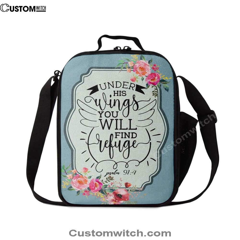 Under His Wings You Will Find Refuge Psalm 914 Bible Verse Lunch Bag For Men And Women, Spiritual Christian Lunch Box For School, Work