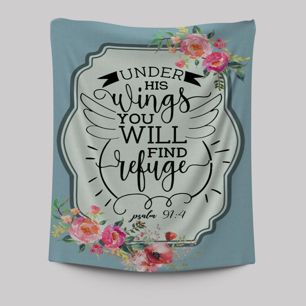 Under His Wings You Will Find Refuge Psalm 914 Bible Verse Wall Decor Art - Bible Verse Wall Decor - Scripture Wall Art