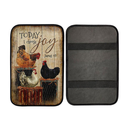 Unique Chicken Today I Choose Joy Car Center Console Cover, Bible Verse Car Interior Accessories
