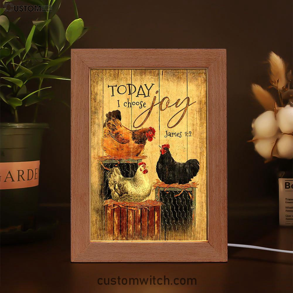 Unique Chicken Today I Choose Joy Frame Lamp Art - Christian Art - Bible Verse Art - Religious Home Decor