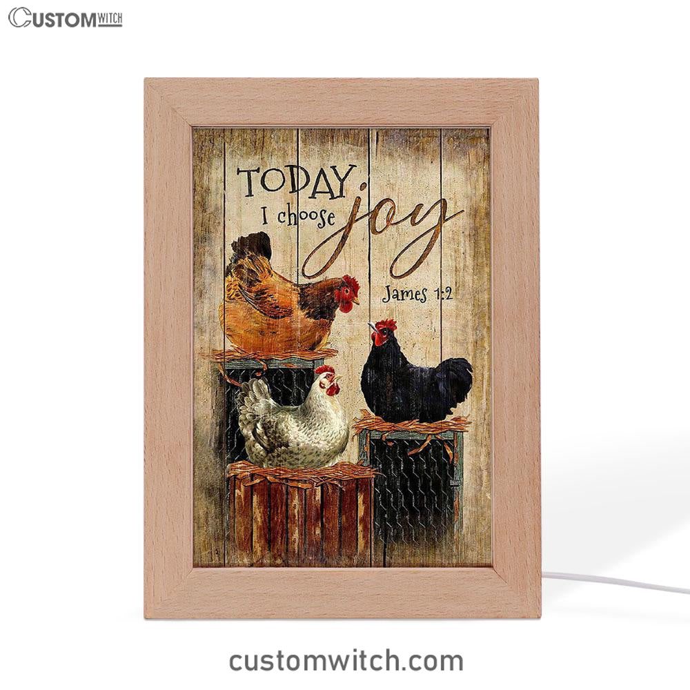 Unique Chicken Today I Choose Joy Frame Lamp Art - Christian Art - Bible Verse Art - Religious Home Decor