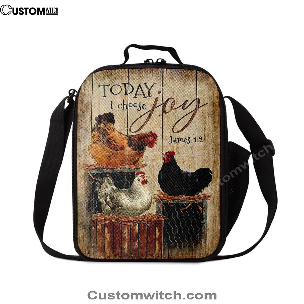 Unique Chicken Today I Choose Joy Lunch Bag For Men And Women, Spiritual Christian Lunch Box For School, Work