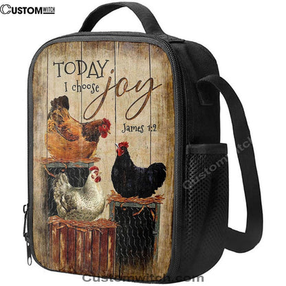 Unique Chicken Today I Choose Joy Lunch Bag For Men And Women, Spiritual Christian Lunch Box For School, Work