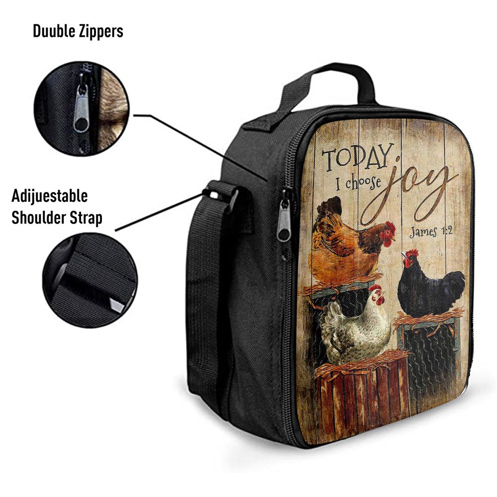 Unique Chicken Today I Choose Joy Lunch Bag For Men And Women, Spiritual Christian Lunch Box For School, Work