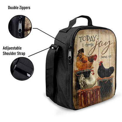 Unique Chicken Today I Choose Joy Lunch Bag For Men And Women, Spiritual Christian Lunch Box For School, Work