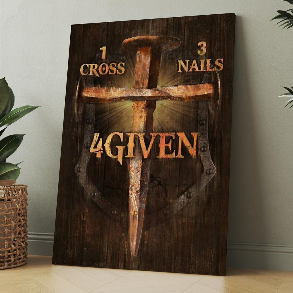 Unique Cross, Warrior Painting, 1 Cross, 3 Nails, 4 Given Canvas, Christmas Gift for Christian