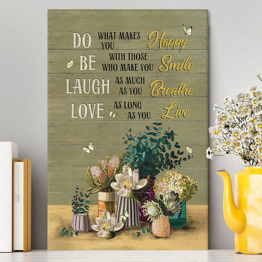 Unique Flower Green Butterfly Do What Makes You Happy Canvas Art - Christian Art - Bible Verse Wall Art - Religious Home Decor