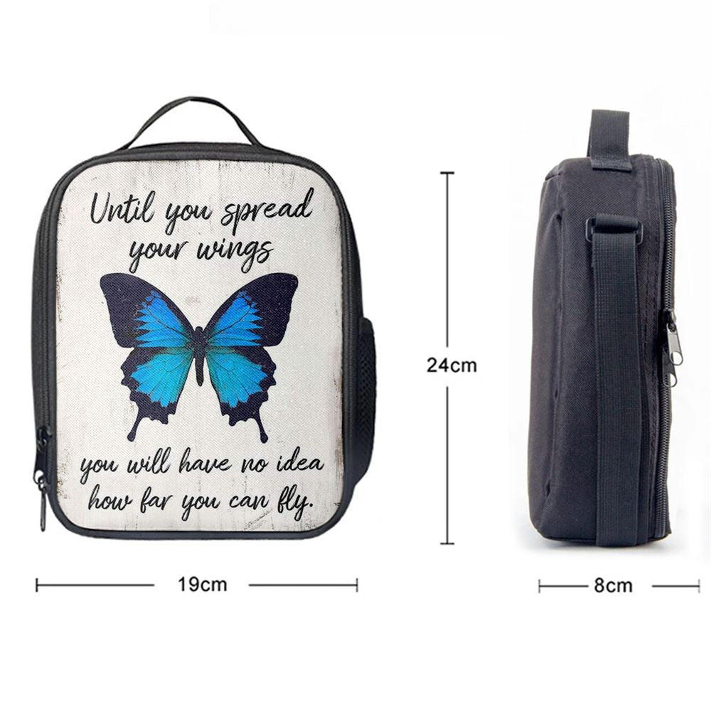 Until You Spead Your Wings Lunch Bag For Men And Women -Inspirational Butterfly Lunch Bag - Encouragement Gift For Women, Girls, Teens
